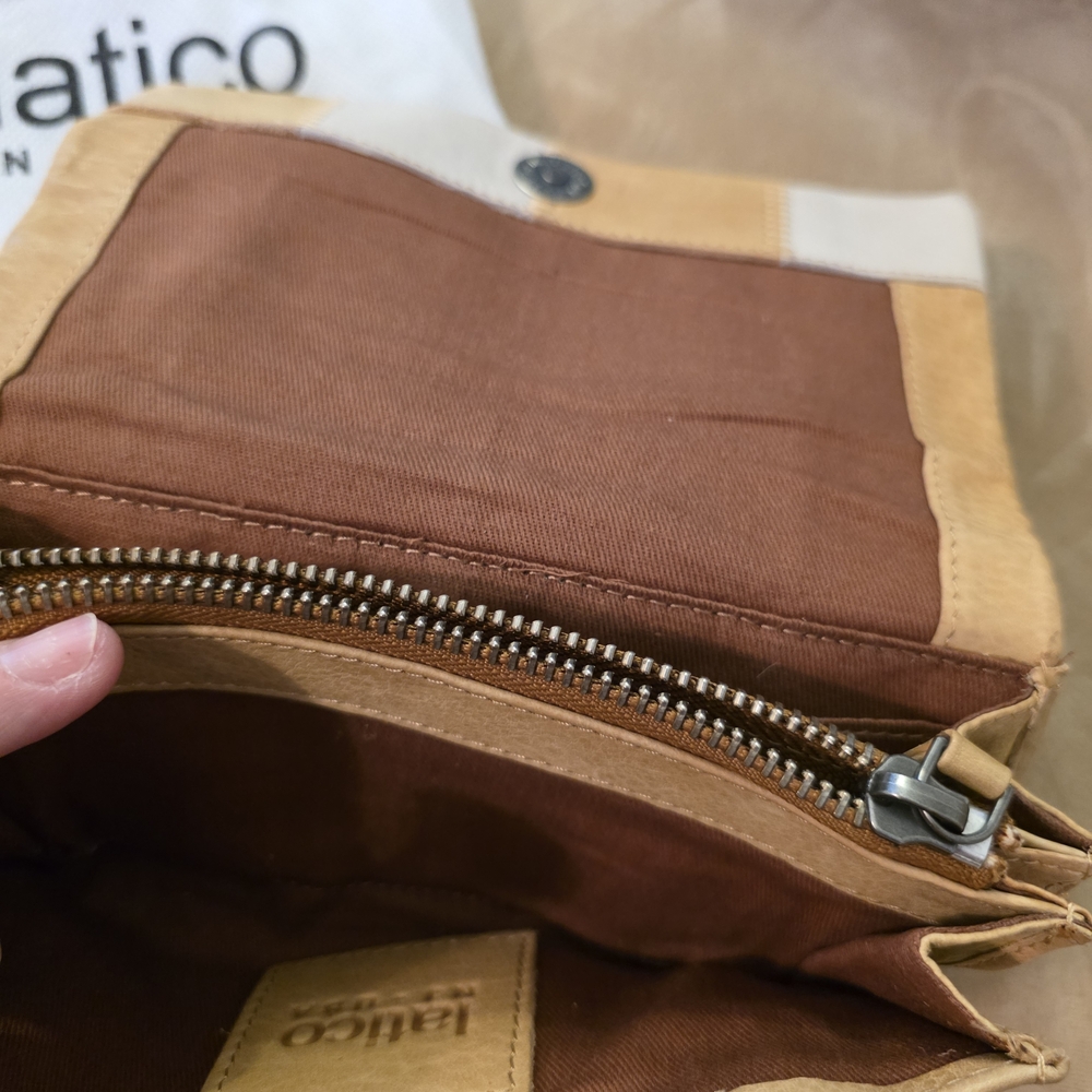 Latico Tan and Cream Leather Patchwork Wallet - Picture 3 of 7